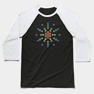 Starburst Rainbow Polyhedral Dice Baseball T-Shirt